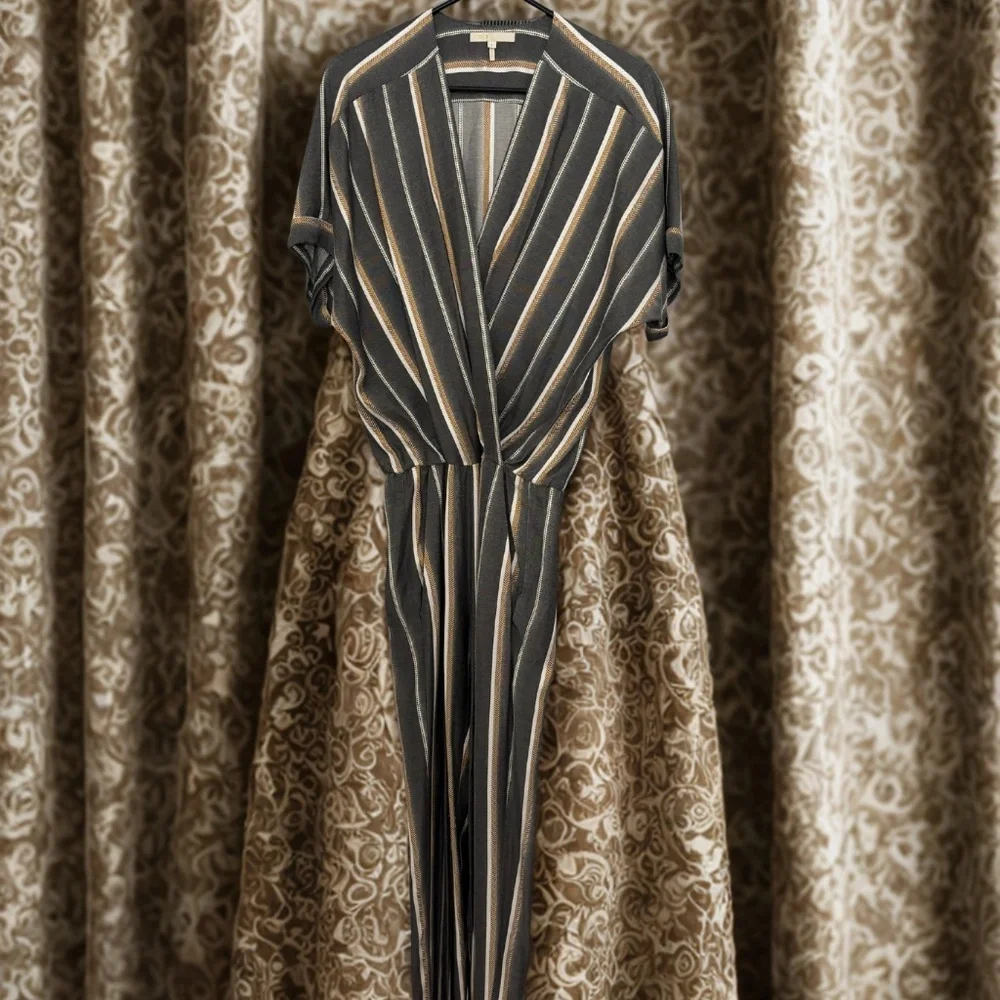 Maje Grey + Brown Jumpsuit • Size 1 (Small/Medium)